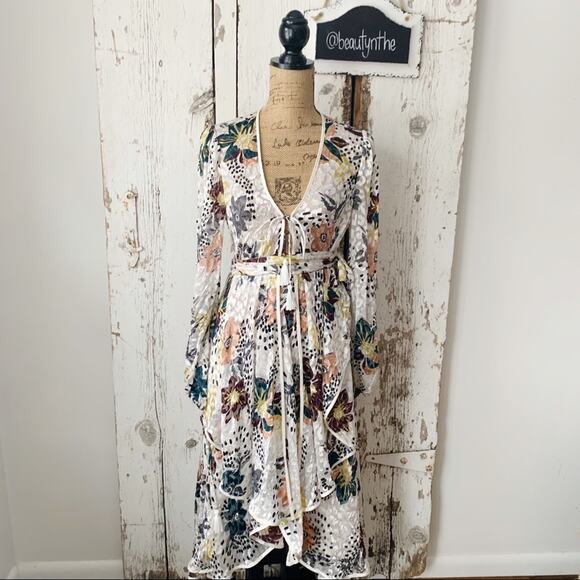 Free people ivory aura leopard floral set NEW - Picture 2 of 8